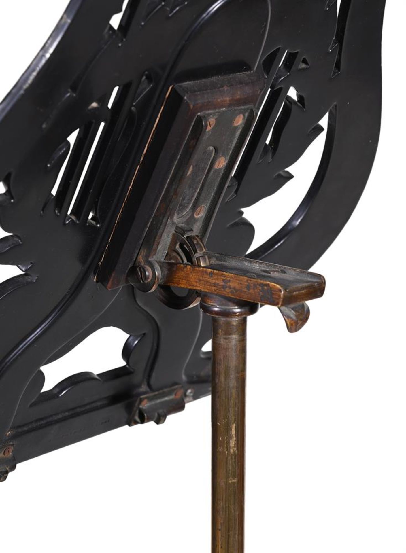 A VICTORIAN EBONISED AND POLYCHROME PAINTED ADJUSTABLE MUSIC STAND, LATE 19TH CENTURY - Image 4 of 4