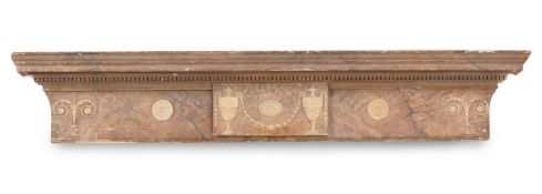 A GEORGE III CARVED PINE, SIMULATED MARBLE AND GESSO OVERDOOR OR PEDIMENT CIRCA 1790
