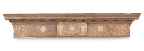 A GEORGE III CARVED PINE, SIMULATED MARBLE AND GESSO OVERDOOR OR PEDIMENT CIRCA 1790
