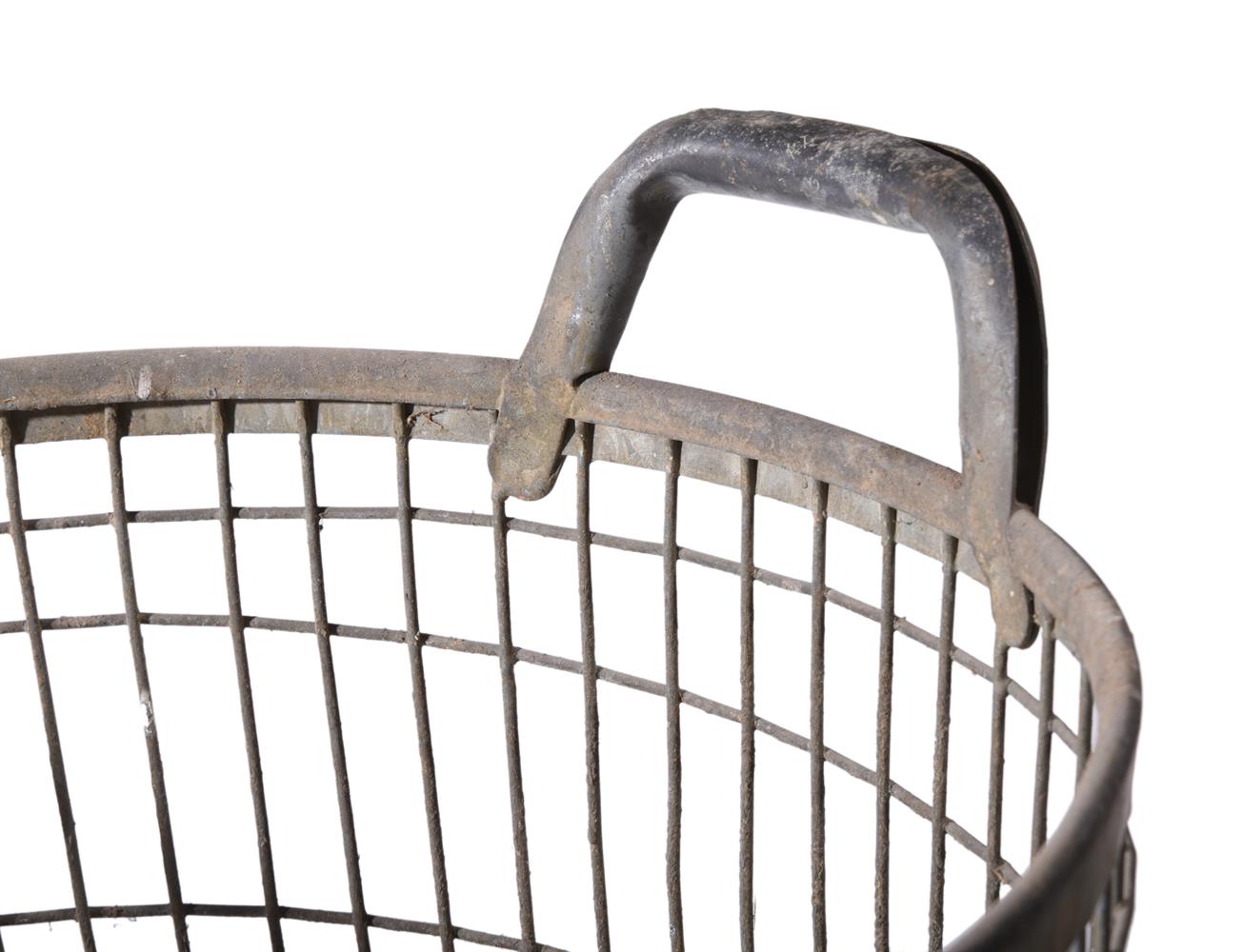 A PAIR OF GALVANISED METAL TWIN HANDLED BASKETS, 20TH CENTURY - Image 2 of 3