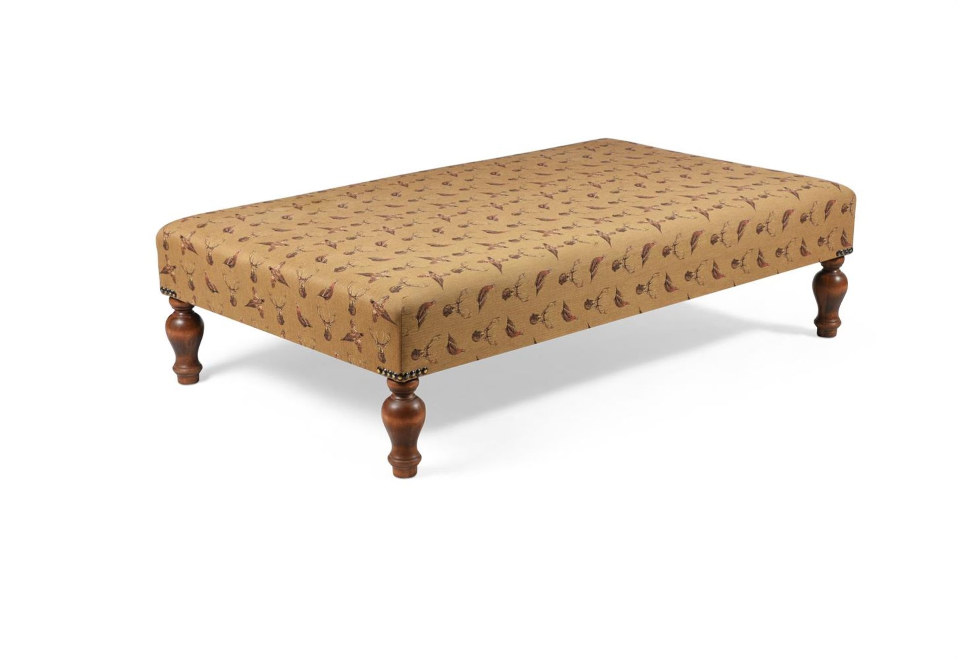 A LARGE BEECH AND UPHOLSTERED CENTRE STOOL, SCOTTISH