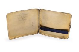 AN EDWARDIAN SILVER CIGARETTE CASE, GIFTED BY KING GEORGE V TO A.V. MARTEN