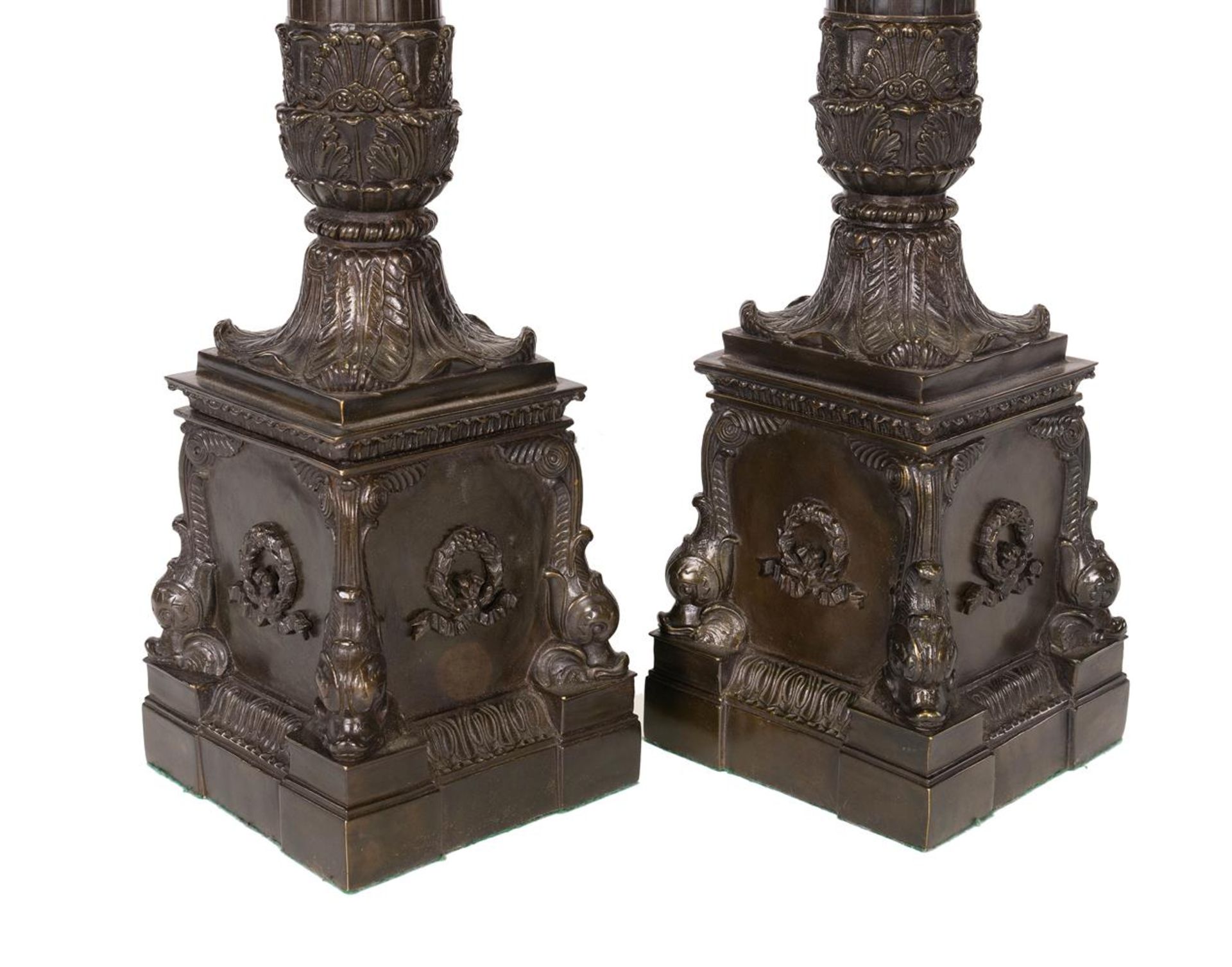 A PAIR OF PATINATED METAL TABLE LAMPS, IN THE EMPIRE STYLE, 20TH CENTURY - Image 2 of 2