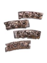 A SET OF FOUR PORTUGUESE CARVED GILTWOOD WALL PANELS