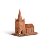 A SCRATCH-BUILT MATCHSTICK MODEL OF A CHURCH DATED 1971