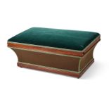 A WILLIAM IV MAHOGANY AND VELVET UPHOLSTERED SARCOPHAGUS SHAPED OTTOMAN, CIRCA 1835