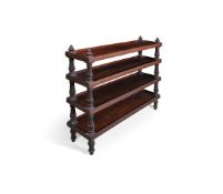 Y AN ANGLO INDIAN CARVED HARDWOOD FOUR TIER ETAGERE OR WHATNOT, 19TH CENTURY