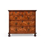 A WILLIAM & MARY FIGURED WALNUT AND 'HERRINGBONE' BANDED CHEST OF DRAWERS, CIRCA 1690