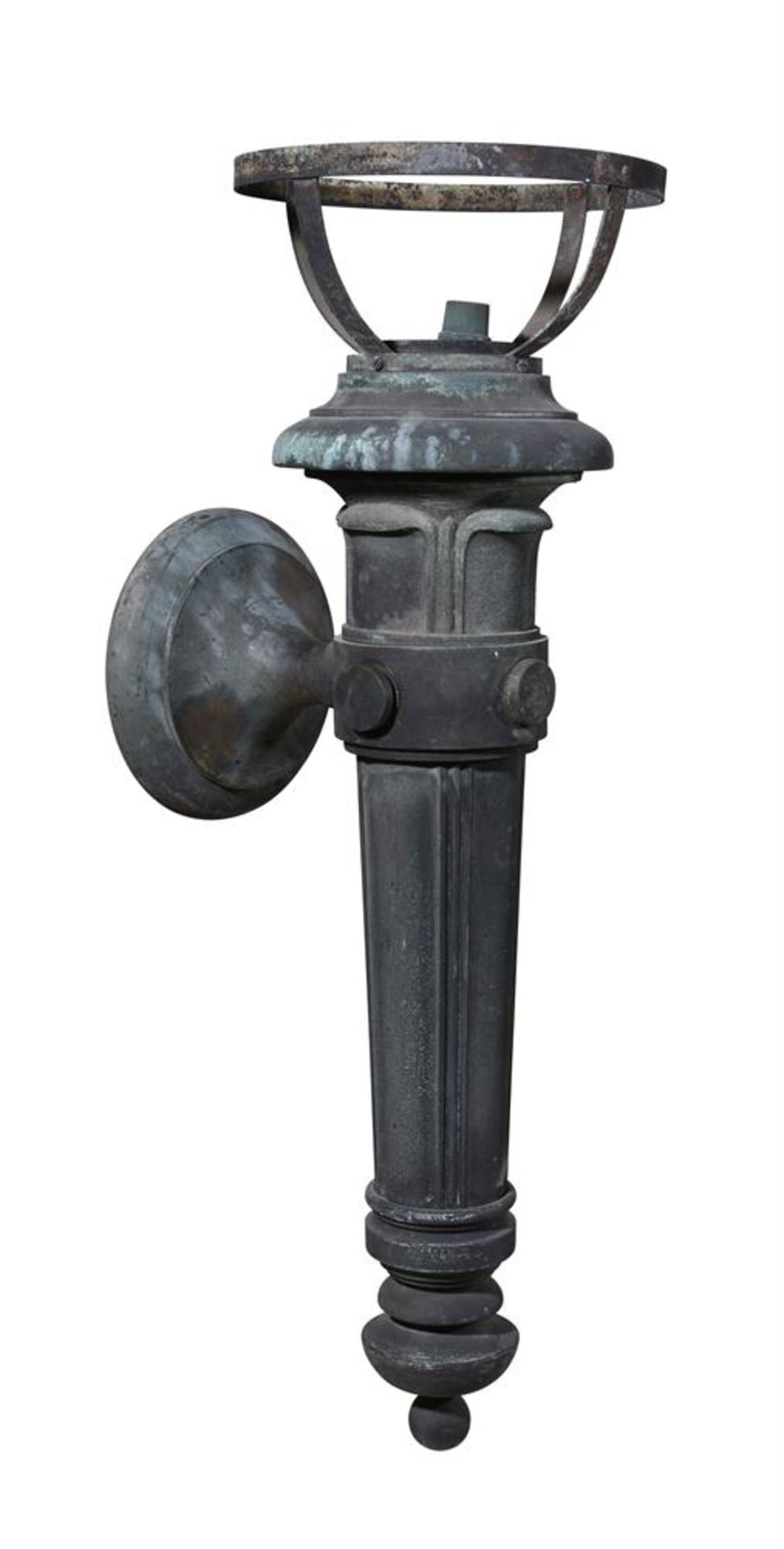 A PAIR OF VERY LARGE WILLIAM IV BRONZE WALL MOUNTED LAMPS OR TORCHERES, CIRCA 1835 - Image 3 of 6