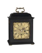 Y A FINE WILLIAM AND MARY EBONY TABLE CLOCK WITH SILENT PULL-QUARTER REPEAT ON TWO BELLS