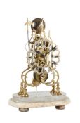 A VICTORIAN BRASS SKELETON TIMEPIECE WITH PASSING STRIKE