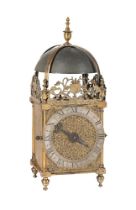 A FINE AND RARE CHARLES I BRASS ‘FIRST PERIOD’ LANTERN CLOCK OF LARGER PROPORTIONS