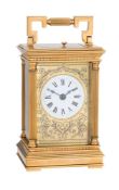 A GILT BRASS ANGLAISE CASED CARRIAGE CLOCK WITH PUSH-BUTTON REPEAT