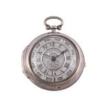 A GEORGE II SILVER PAIR-VASED VERGE POCKET WATCH WITH CHAMPLEVE DIAL