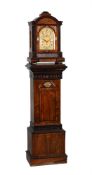 Y A LATE VICTORIAN BRASS INLAID ROSEWOOD BRACKET CLOCK ON PEDESTAL