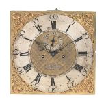 A GEORGE III THIRTY-HOUR LONGCASE CLOCK MOVEMENT AND DIAL