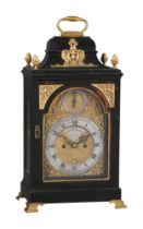 A GEORGE III GILT BRASS MOUNTED EBONISED TABLE/BRACKET CLOCK MADE FOR THE IBERIAN MARKET