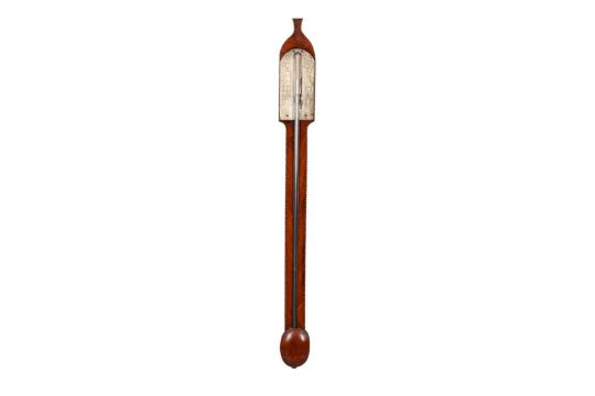 A SCOTTISH GEORGE III CHEVRON-EDGED MAHOGANY MERCURY STICK BAROMETER IN THE STYLE OF BALTHAZAR KNIE - Bild 1 aus 2