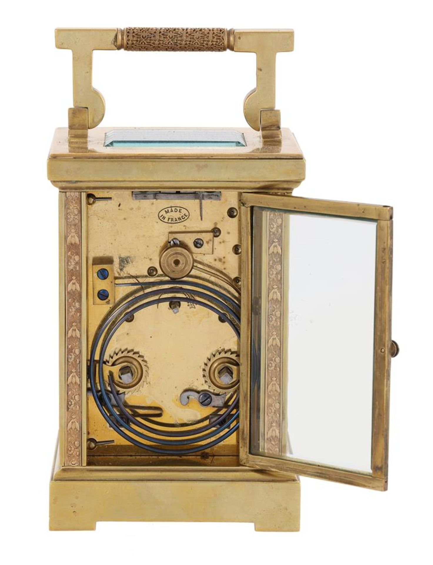 A FRENCH BRASS CARRIAGE CLOCK - Image 3 of 4