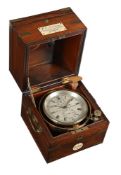 Y A VICTORIAN ROSEWOOD CASED TWO-DAY MARINE CHRONOMETER