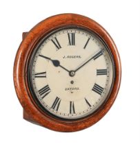 AN EDWARDIAN OAK FUSEE DIAL WALL TIMEPIECE