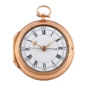 A RARE GEORGE III GOLD PAIR-CASED POCKET WATCH WITH CYLINDER ESCAPEMENT AND CENTRE SECONDS