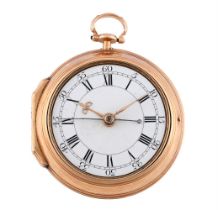 A RARE GEORGE III GOLD PAIR-CASED POCKET WATCH WITH CYLINDER ESCAPEMENT AND CENTRE SECONDS
