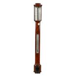 A FINE WILLIAM IV/EARLY VICTORIAN MAHOGANY BOWFRONTED MERCURY STICK BAROMETER