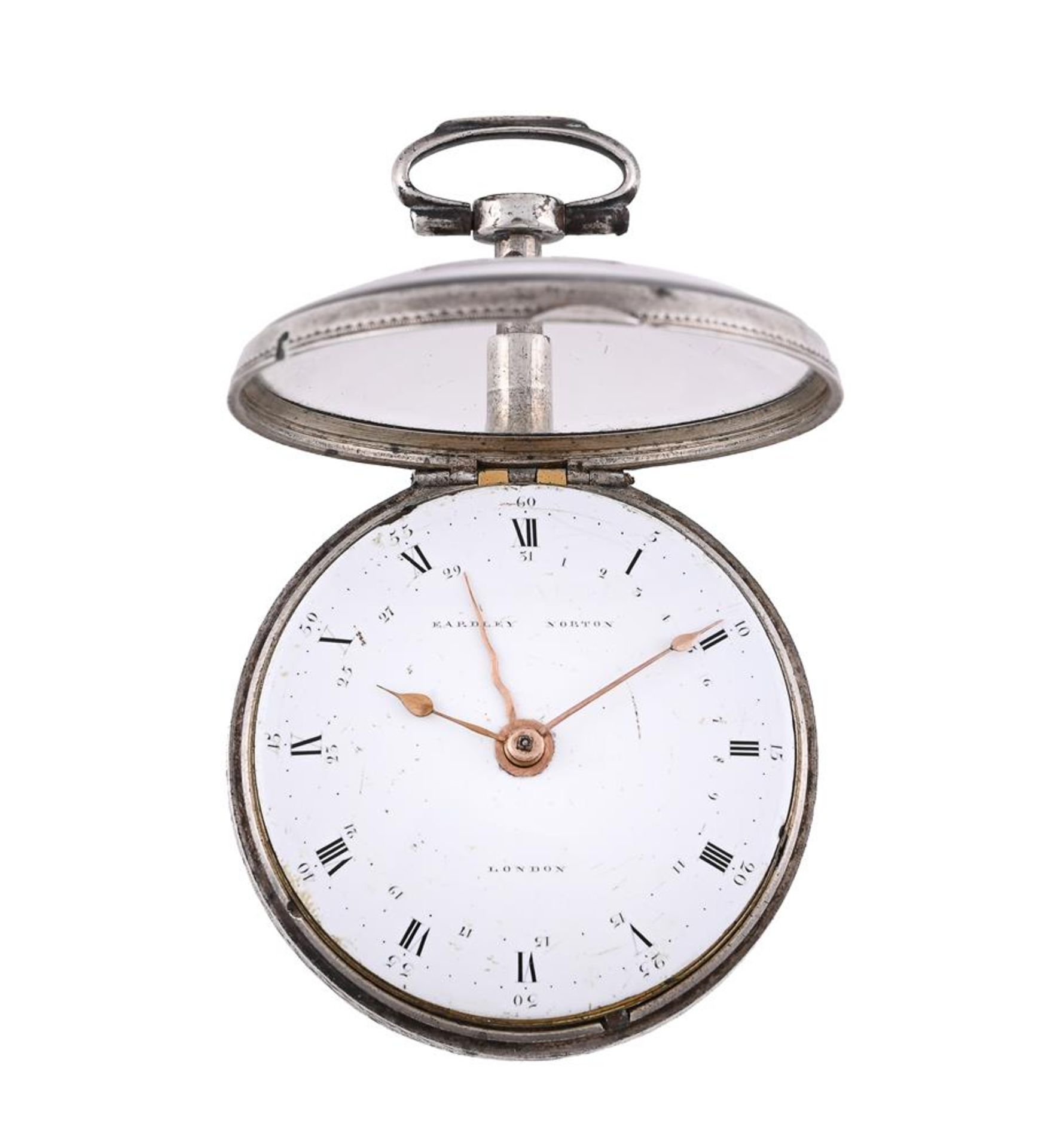A GEORGE III SILVER PAIR-CASED VERGE QUARTER-REPEATING POCKET WATCH WITH SWEEP CALENDAR - Image 2 of 3
