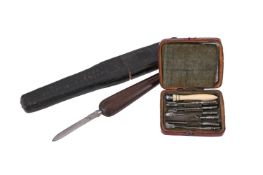 Y A RARE GEORGE III CASED SET OF PORTABLE DENTAL TOOLS