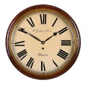 A GEORGE IV MAHOGANY FUSEE DIAL WALL TIMEPIECE WITH FOURTEEN-INCH DIAL