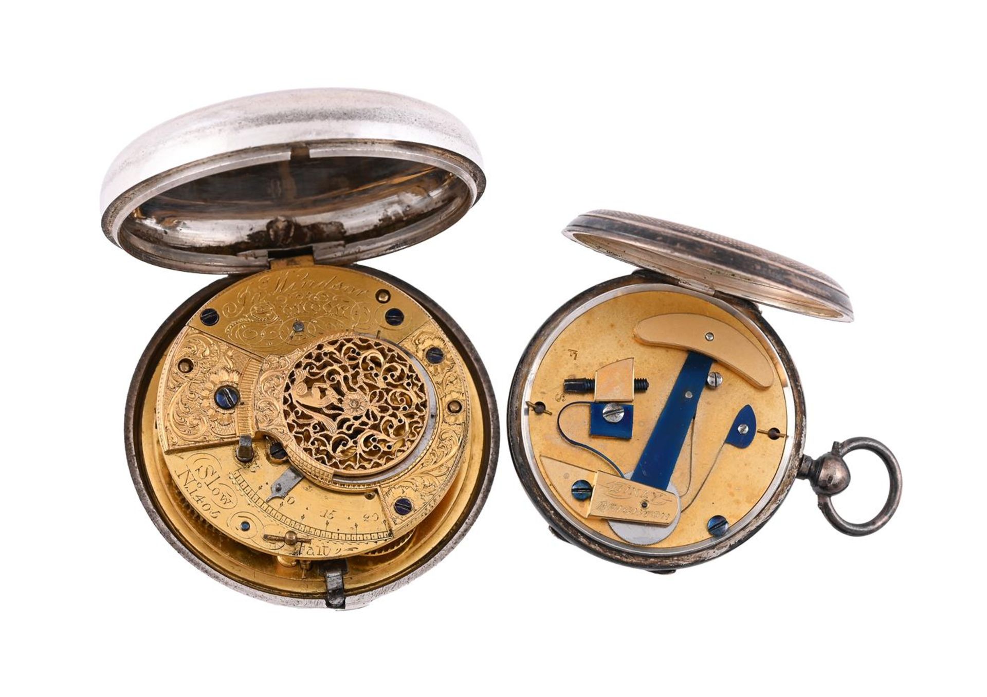 AN REGENCY SILVER PAIR-CASED VERGE POCKET WATCH WITH DIAL UNUSUALLY INSCRIBED FOR THE ORIGINAL OWNER - Image 2 of 2