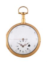 A SWISS OR FRENCH GILT METAL VERGE CENTRE-SECONDS POCKET WATCH