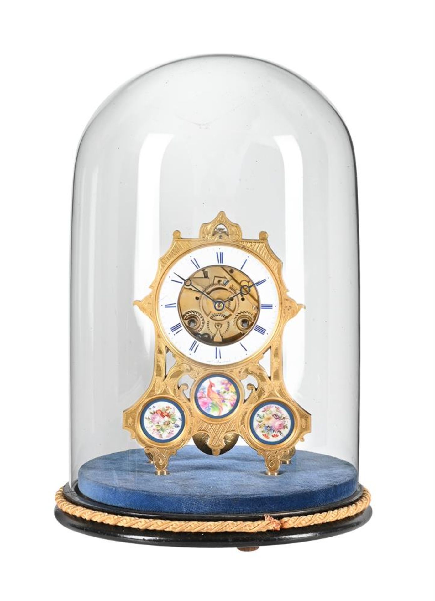 A FRENCH LOUIS PHILIPPE SEVRES-STYLE PORCELAIN INSET ENGRAVED GILT BRASS MANTEL CLOCK - Image 4 of 4