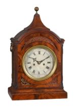 A GEORGE III BRASS MOUNTED FIGURED MAHOGANY TABLE/BRACKET CLOCK WITH TRIP-HOUR REPEAT
