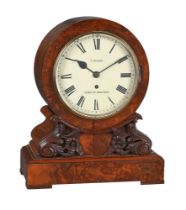 A VICTORIAN CARVED BURR WALNUT BRACKET TIMEPIECE