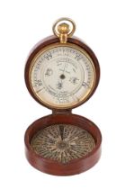 A GILT BRASS ANEROID POCKET WEATHER FORETELLER BOROMETER OR ‘WEATHER WATCH’