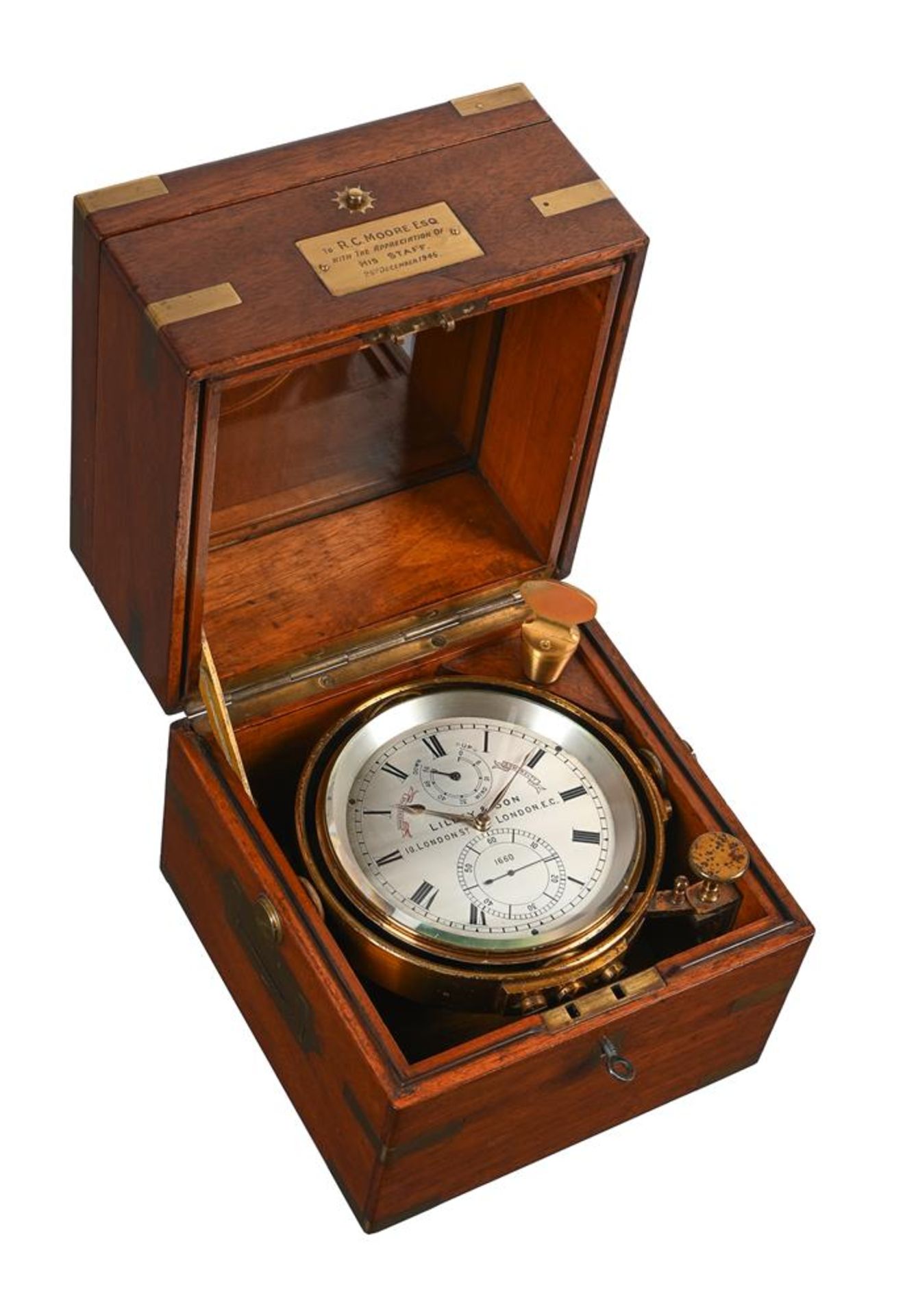 A GEORGE V MAHOGANY CASED TWO-DAY MARINE CHRONOMETER