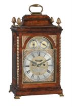 A GEORGE III BRASS MOUNTED FIGURED MAHOGANY TABLE/BRACKET CLOCK