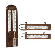 TWO PAIRS OF FAHRENHEIT SCALE MERCURY TUBE THERMOMETERS FOR USE IN WEATHER FORCASTING