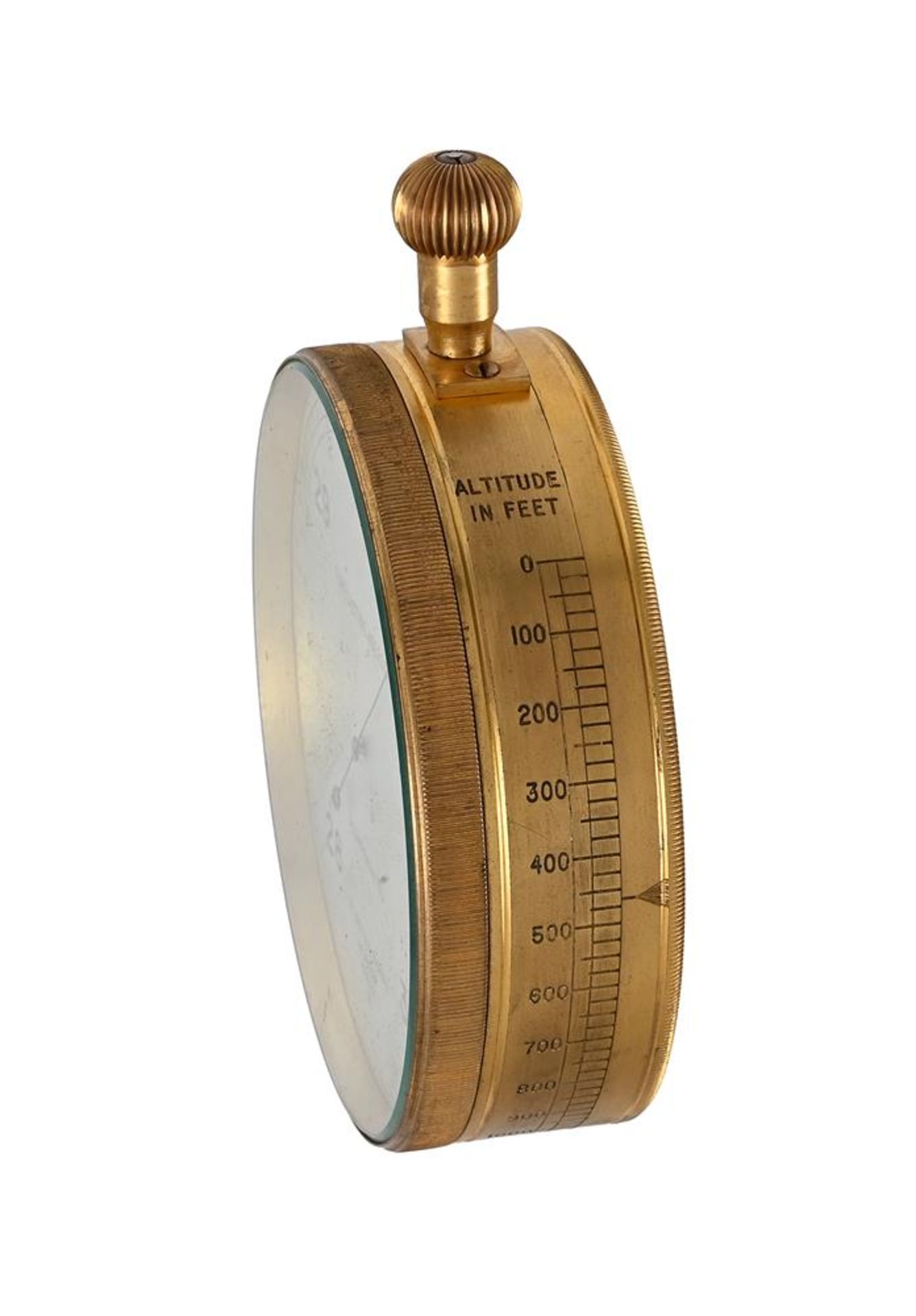 A CASED SET OF ANEROID FORECASTING BAROMETER AND LACQUERED BRASS WEATHER FORECASTING CALCULATOR - Image 6 of 7