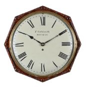 A REGENCY MAHOGANY FUSEE DIAL WALL CLOCK WITH PASSING STRIKE AND FOURTEEN-INCH DIAL