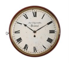 A REGENCY MAHOGANY FUSEE DIAL WALL TIMEPIECE