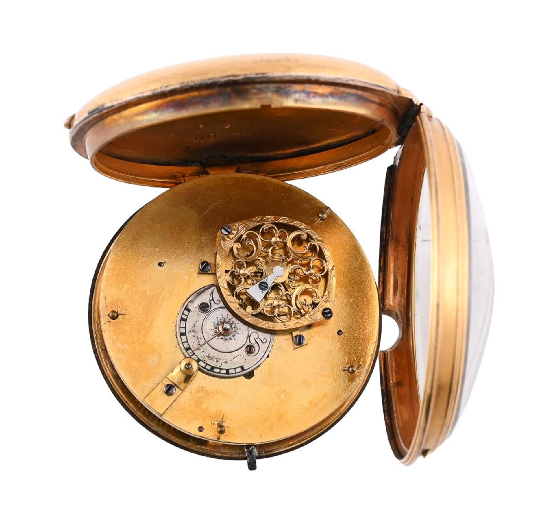 A SWISS OR FRENCH GILT METAL VERGE CENTRE-SECONDS POCKET WATCH - Image 3 of 3