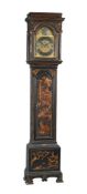 A GEORGE III BLACK CHINOISERIE JAPANNED EIGHT-DAY LONGCASE CLOCK