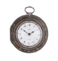 A REGENCY SILVER AND TORTOISHELL TRIPLE-CASED VERGE POCKET WATCH FOR THE MIDDLE EASTERN MARKET