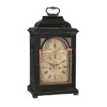 A FINE GEORGE II EBONISED TABLE/BRACKET CLOCK WITH PULL QUARTER-REPEAT ON SIX BELLS