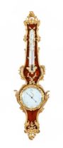 A FINE FRENCH LOUIS XV STYLE ORMOLU MOUNTED KINGWOOD MERCURY WHEEL BAROMETER