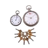 AN REGENCY SILVER PAIR-CASED VERGE POCKET WATCH WITH DIAL UNUSUALLY INSCRIBED FOR THE ORIGINAL OWNER