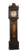 A GREEN CHINOISERIE JAPANNED EIGHT-DAY LONGCASE CLOCK